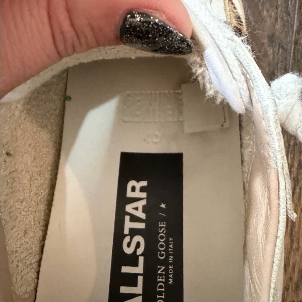 Golden Goose White Sneakers with Black Glitter Detail - Picture 4 of 7